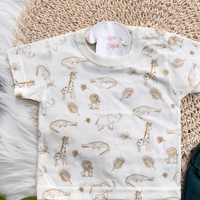 Conj. Camiseta Savana e Bermuda Canelada - Off White